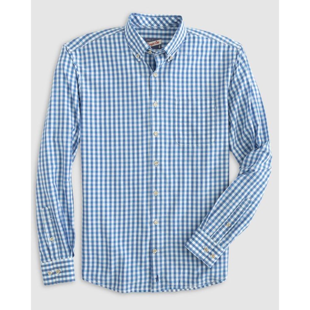 johnnie-O Blue and White Gingham Button-Down Shirt